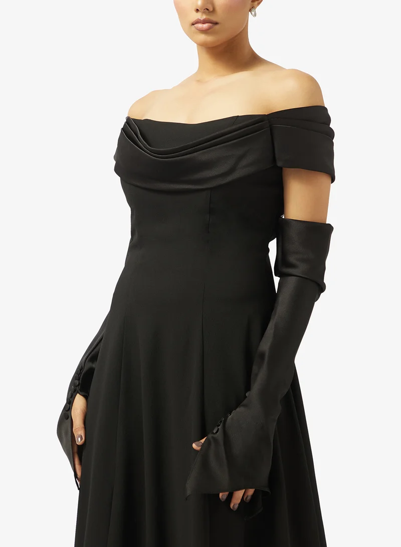 Akadia Fashion  A-LINE FREE SLEEVES CREPE DRESS for Women | Best Price UAE